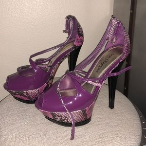 Purple snake skin heels